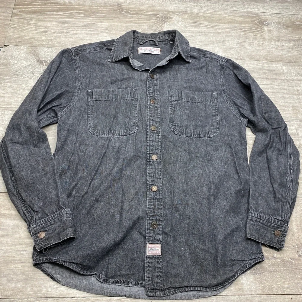 Levi Strauss Denim Shirt Mens M Black Long Sleeve Metal Button Up Workwear